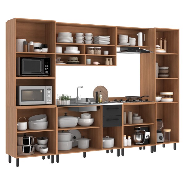 Encontraproduto.com.br - Cozinha Completa Modulada 6 Peças com Gabinete para Pia Havana Multimóveis CR20315