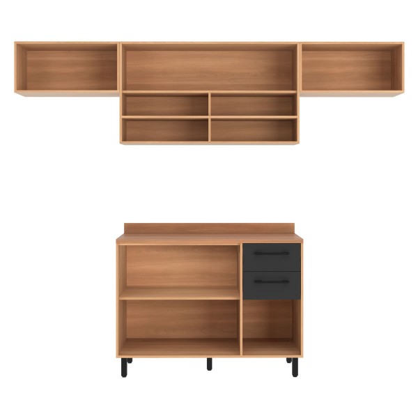 Encontraproduto.com.br - Armário de Cozinha Compacta Modulada 4 Peças com Balcão Havana Multimóveis CR20327