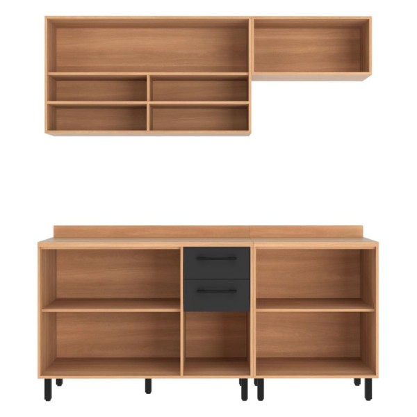 Encontraproduto.com.br - Armário de Cozinha Compacta Modulada 4 Peças com Balcão Havana Multimóveis CR20337
