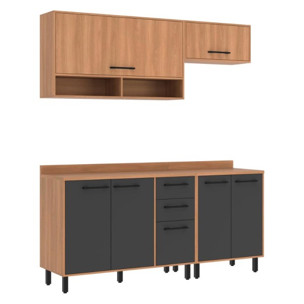 Encontraproduto.com.br - Armário de Cozinha Compacta Modulada 4 Peças com Balcão Havana Multimóveis CR20337