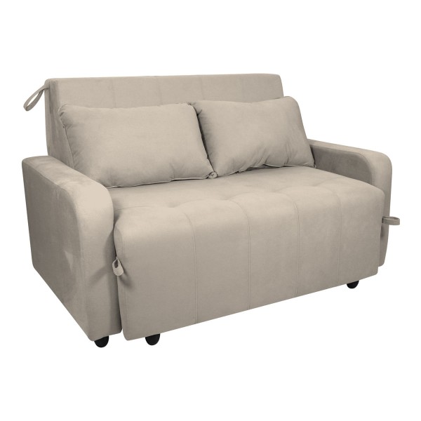 Encontraproduto.com.br - Sofá-Cama 138cm 2 Lugares com Tecido Suede Multimóveis CR45259 Bege