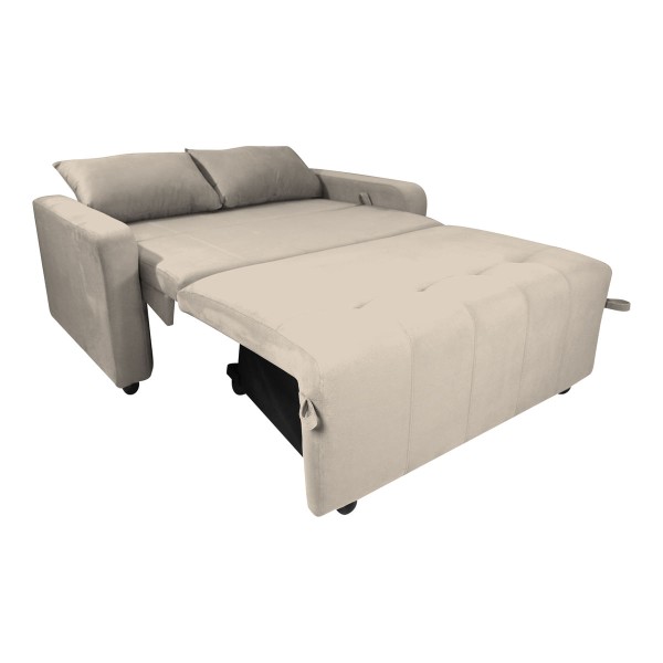 Encontraproduto.com.br - Sofá-Cama 138cm 2 Lugares com Tecido Suede Multimóveis CR45259 Bege