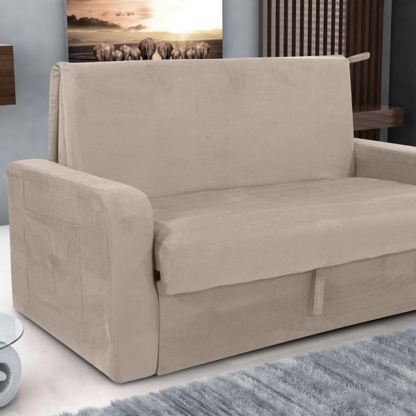 Encontraproduto.com.br - Sofá-Cama 140cm 2 Lugares com Baú Multimóveis CR45260 Bege