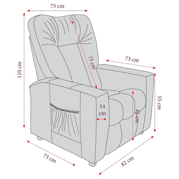 Encontraproduto.com.br - Poltrona Retrátil e Reclinável 82cm Com Tecido Suede Multimóveis Cr45261 Cinza