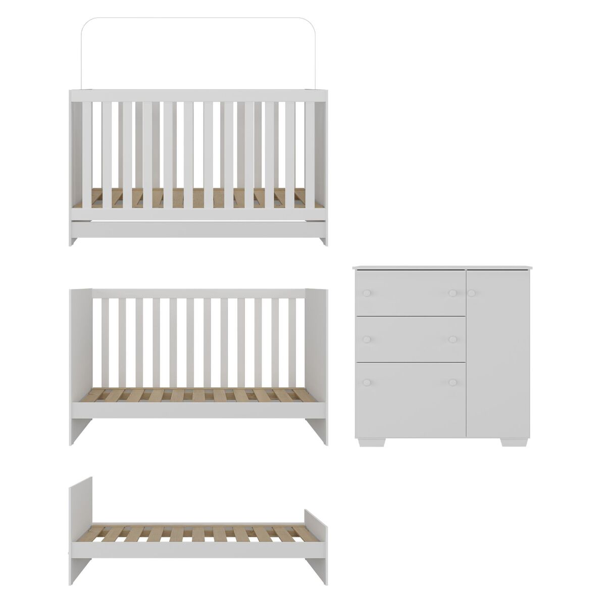 Encontraproduto.com.br - Quarto Infantil com Berço Colchão Incluso e Cômoda Algodão Doce Multimóveis MP4250 Branco