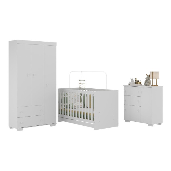 Encontraproduto.com.br - Quarto Infantil Completo Algodão Doce Multimóveis MP4252 Branco