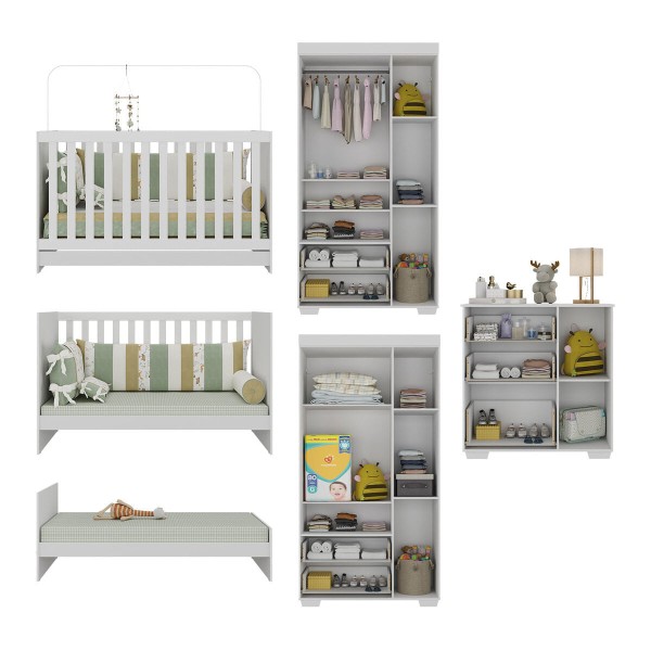 Encontraproduto.com.br - Quarto Infantil Completo Algodão Doce Multimóveis MP4252 Branco