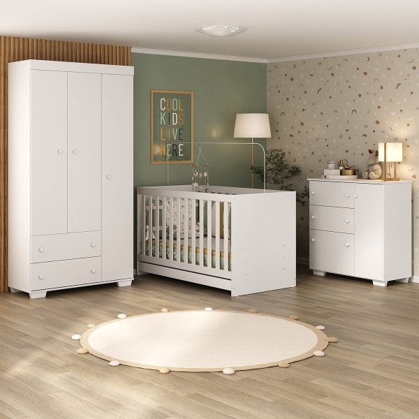 Encontraproduto.com.br - Quarto Infantil Completo Algodão Doce Multimóveis MP4252 Branco