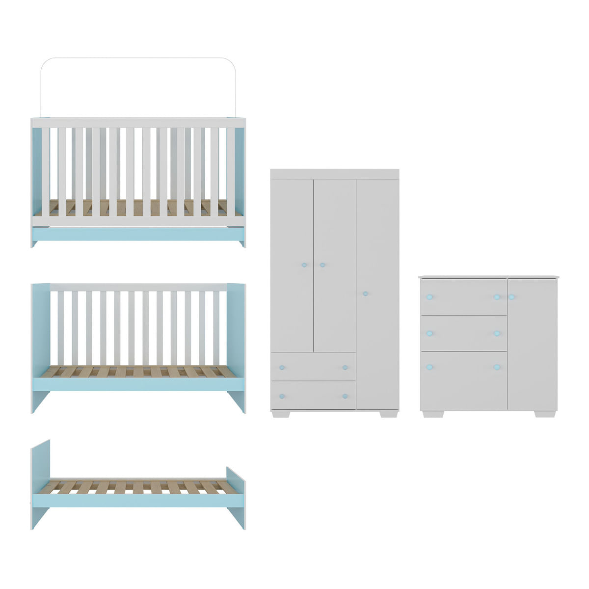 Encontraproduto.com.br - Quarto Infantil Completo com Colchão Incluso Algodão Doce Multimóveis MP4253 Branco/Azul