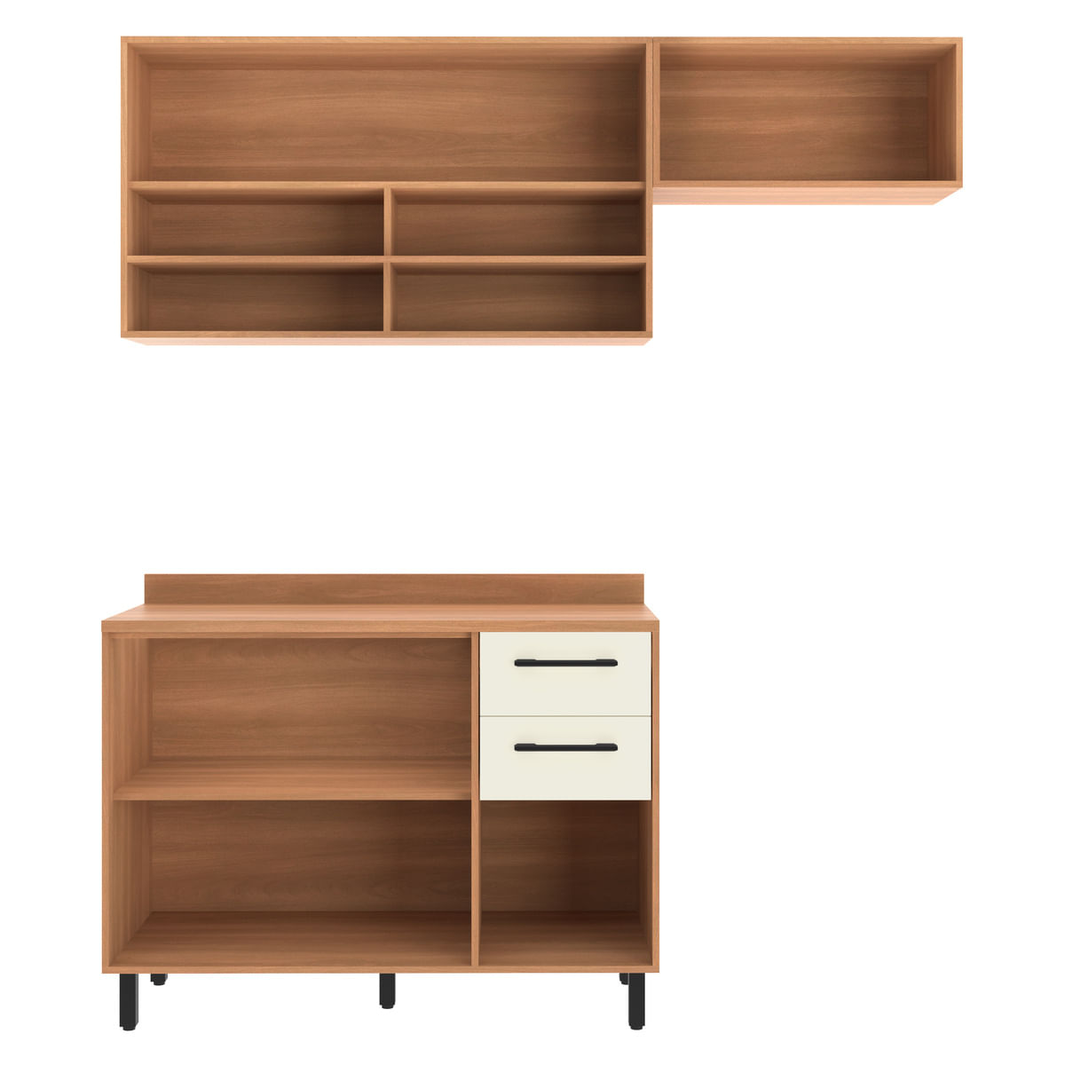 Encontraproduto.com.br - Armário de Cozinha Compacta Modulada 3 Peças com Balcão Havana Multimóveis CR20325