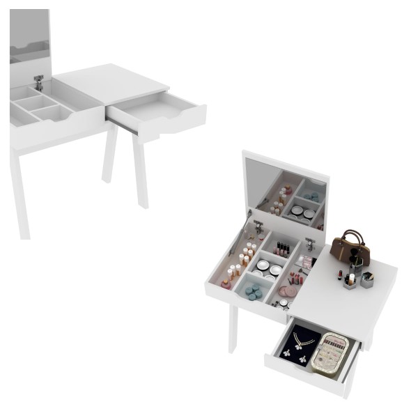 Encontraproduto.com.br - Escrivaninha/Penteadeira 90,5cm com Espelho e 1 Gaveta Multimóveis CR40118 Branco