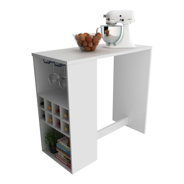 Encontraproduto.com.br - Bancada Para Cozinha 110cm Com Adega E Porta-taças Multimóveis Cr20342 Branco