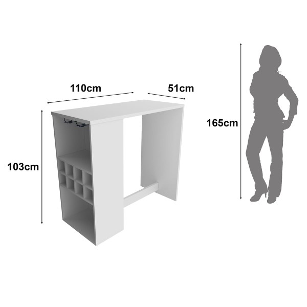 Encontraproduto.com.br - Bancada Para Cozinha 110cm Com Adega E Porta-taças Multimóveis Cr20342 Branco