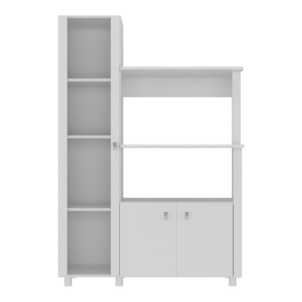 Encontraproduto.com.br - Balcão Multiuso 96,2cm com Vidro 3 Portas para Forno e Micro-ondas Multimóveis CR20343