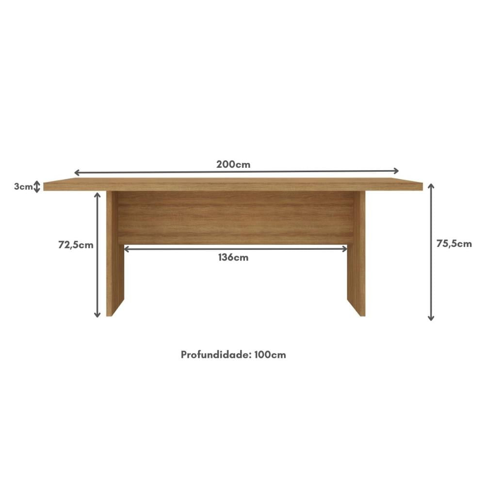 Encontraproduto.com.br - Mesa de Escritório 200cm para Reunião com Tampo 30mm Multimóveis CR25281