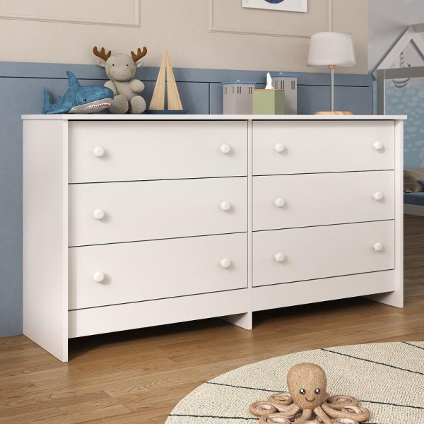 Encontraproduto.com.br - Cômoda Infantil 136cm com 6 Gavetas Flex Multimóveis MP4262