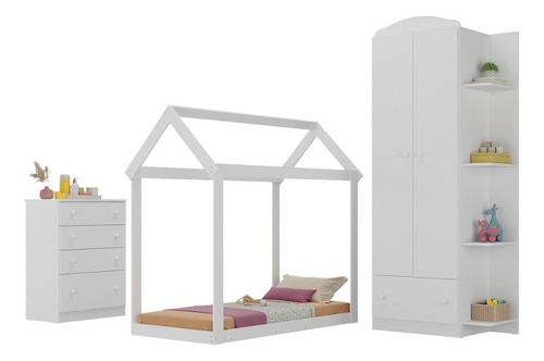 Quarto Infantil com Cama Montessoriana e Colchão Incluso João e Maria Multimóveis MX4266