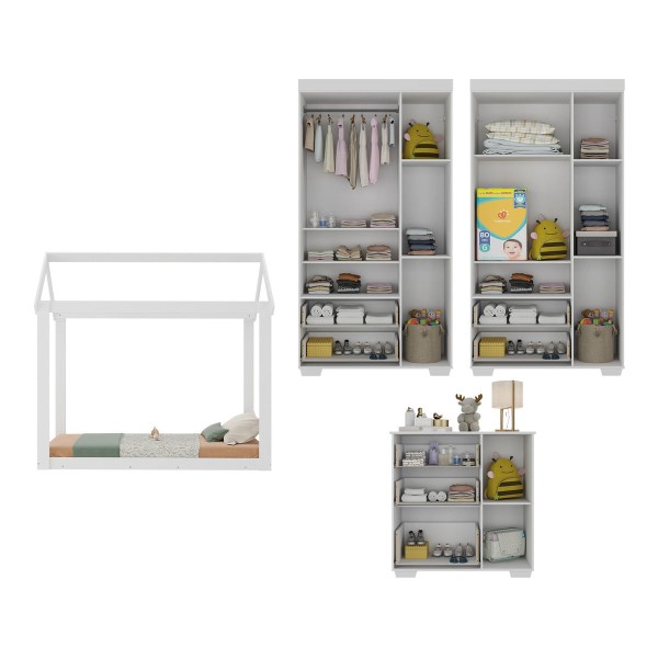 Encontraproduto.com.br - Quarto Infantil com Cama Montessoriana Algodão Doce Multimóveis MX4267