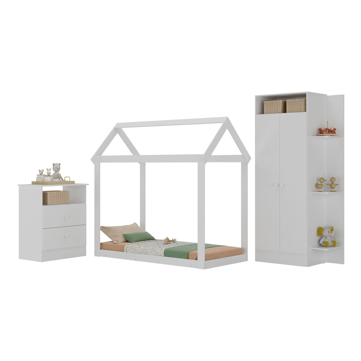 Encontraproduto.com.br - Quarto Infantil com Cama Montessoriana e Colchão Incluso Encanto Multimóveis MX4284