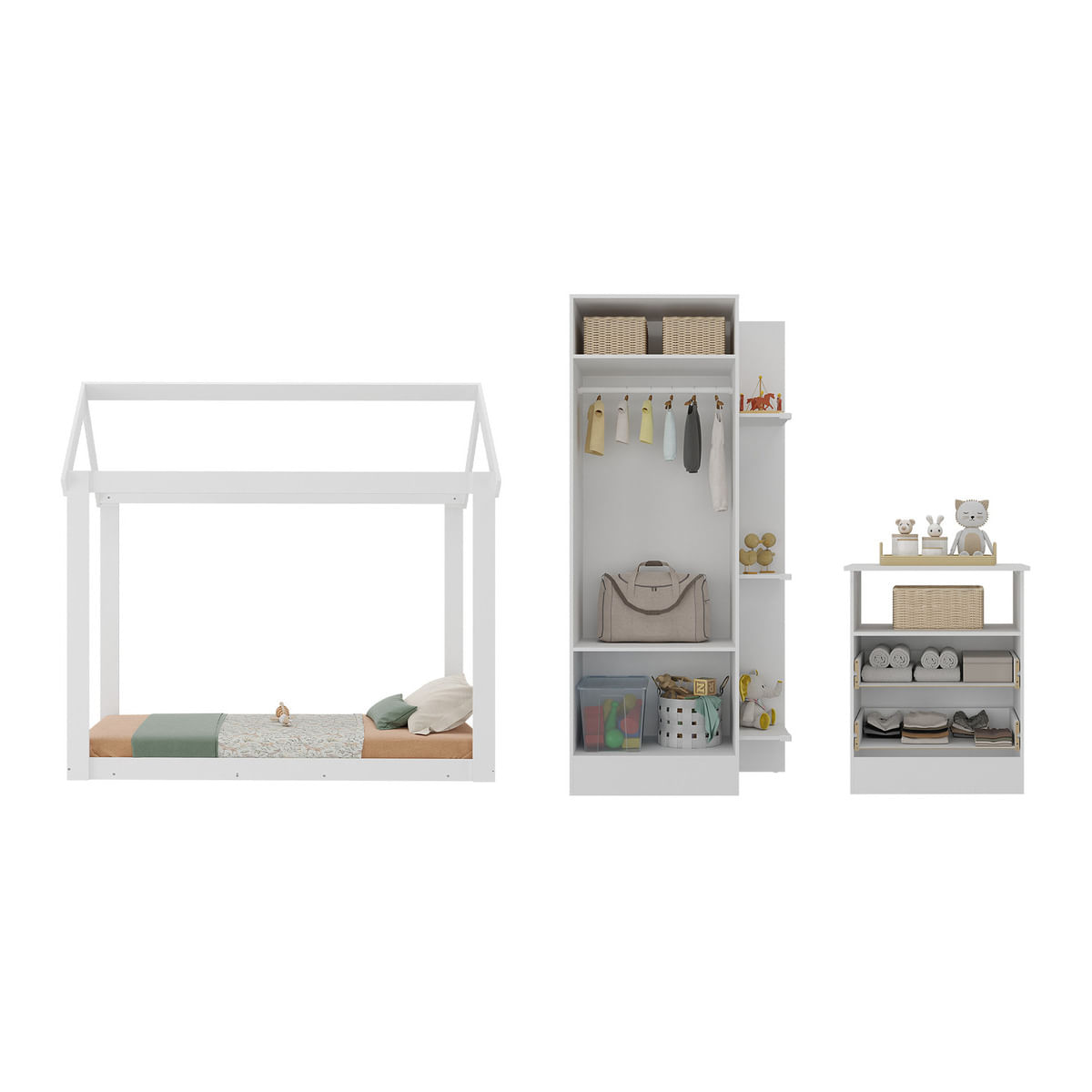 Encontraproduto.com.br - Quarto Infantil com Cama Montessoriana e Colchão Incluso Encanto Multimóveis MX4284