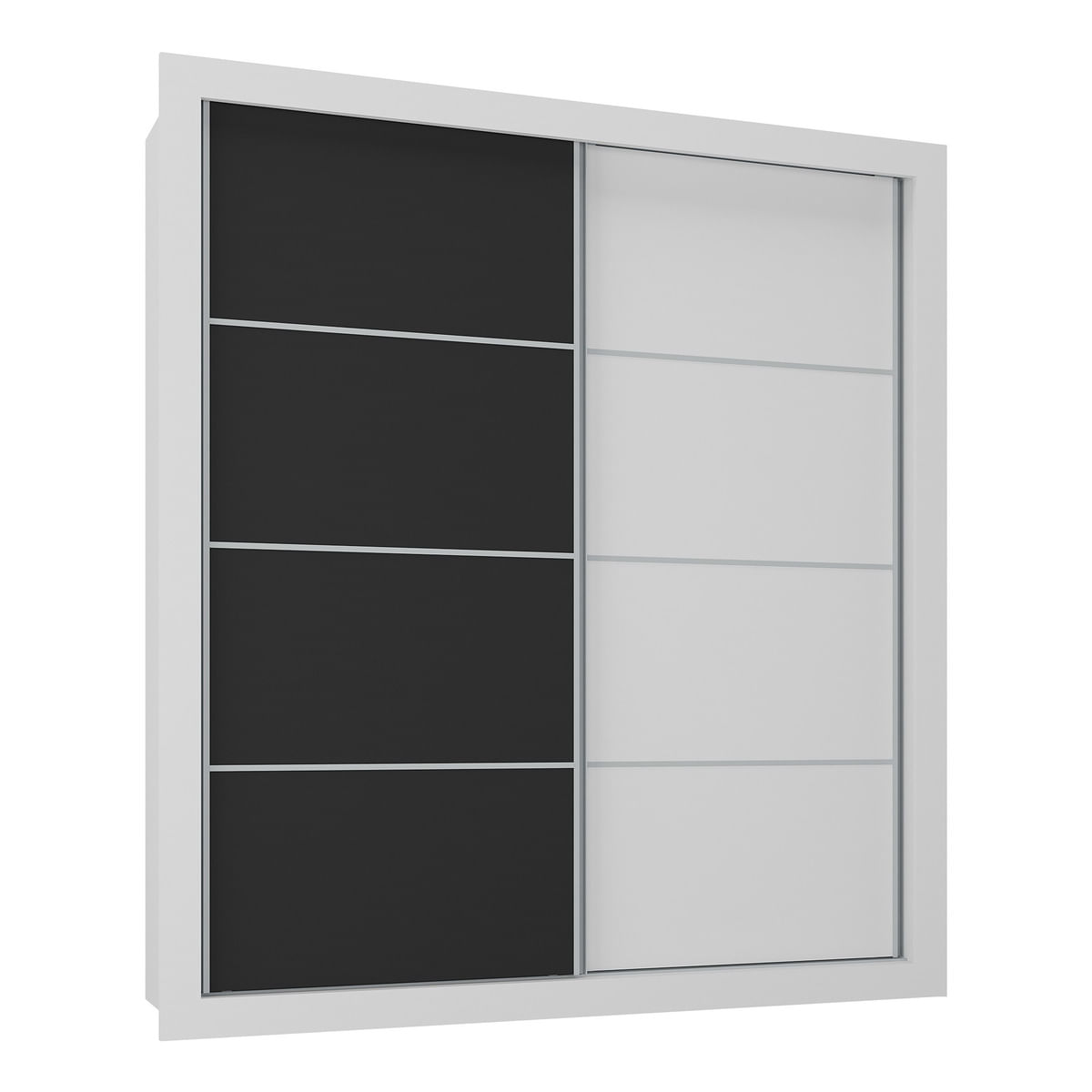 Encontraproduto.com.br - Guarda-roupas Casal 2 Portas De Correr 4 Gavetas Alasca Multimóveis Mp4265 Branco/preto Branco/preto