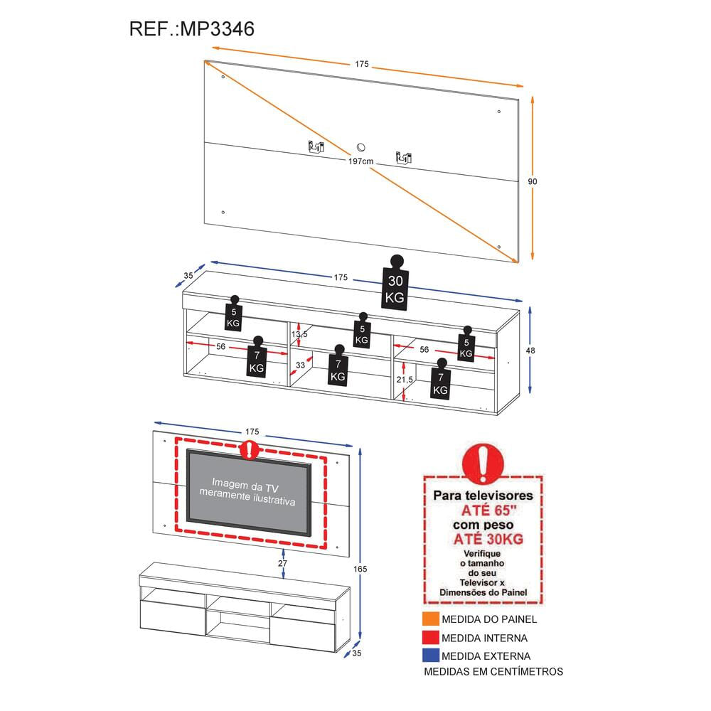 Encontraproduto.com.br - Rack com Painel e Suporte para TV até 65