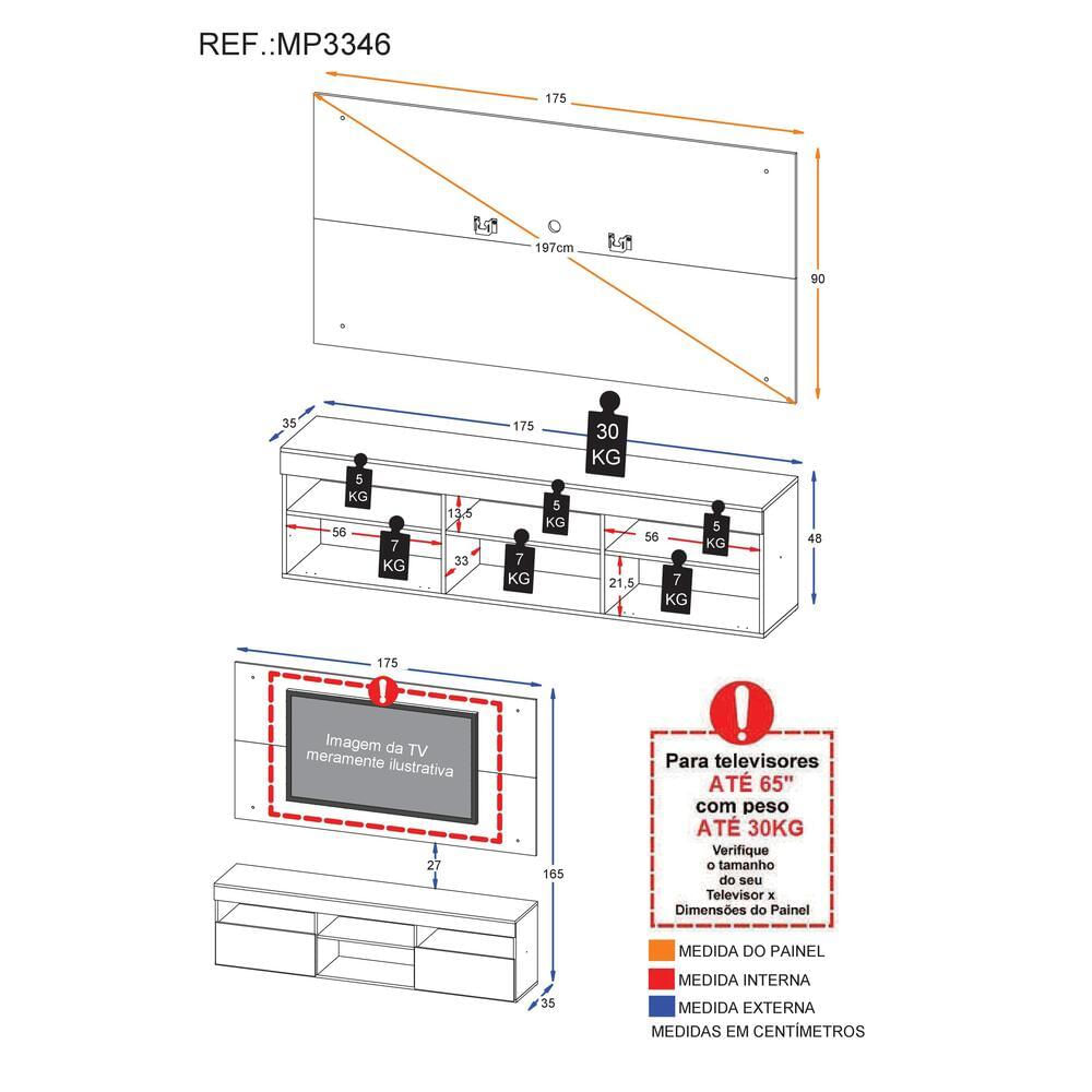 Rack com Painel e Suporte para TV até 65