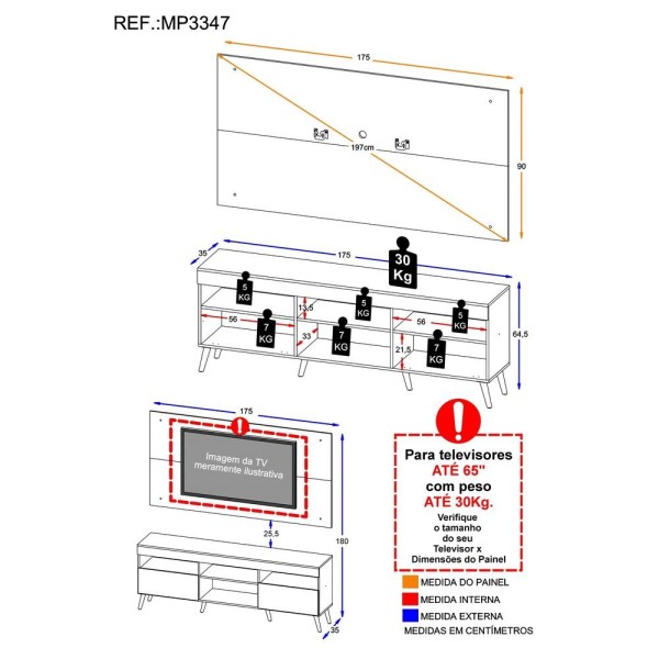 Encontraproduto.com.br - Rack com Painel e Suporte TV 65