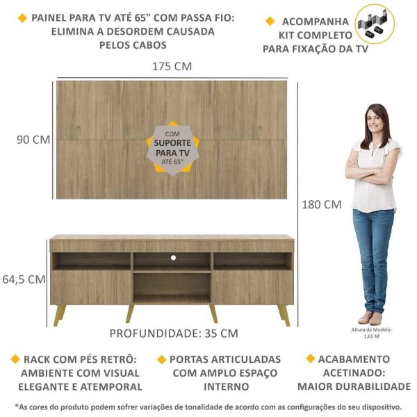Encontraproduto.com.br - Rack com Painel e Suporte TV 65