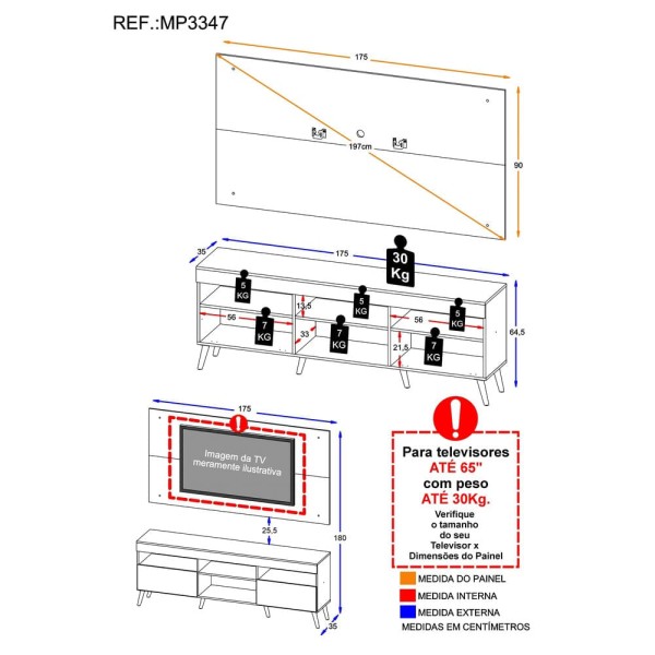 Encontraproduto.com.br - Rack com Painel e Suporte TV 65