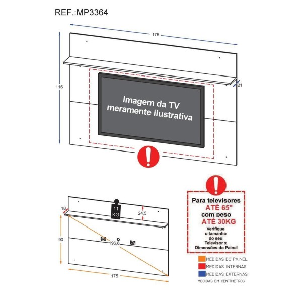 Encontraproduto.com.br - Painel com Suporte para TV até 65