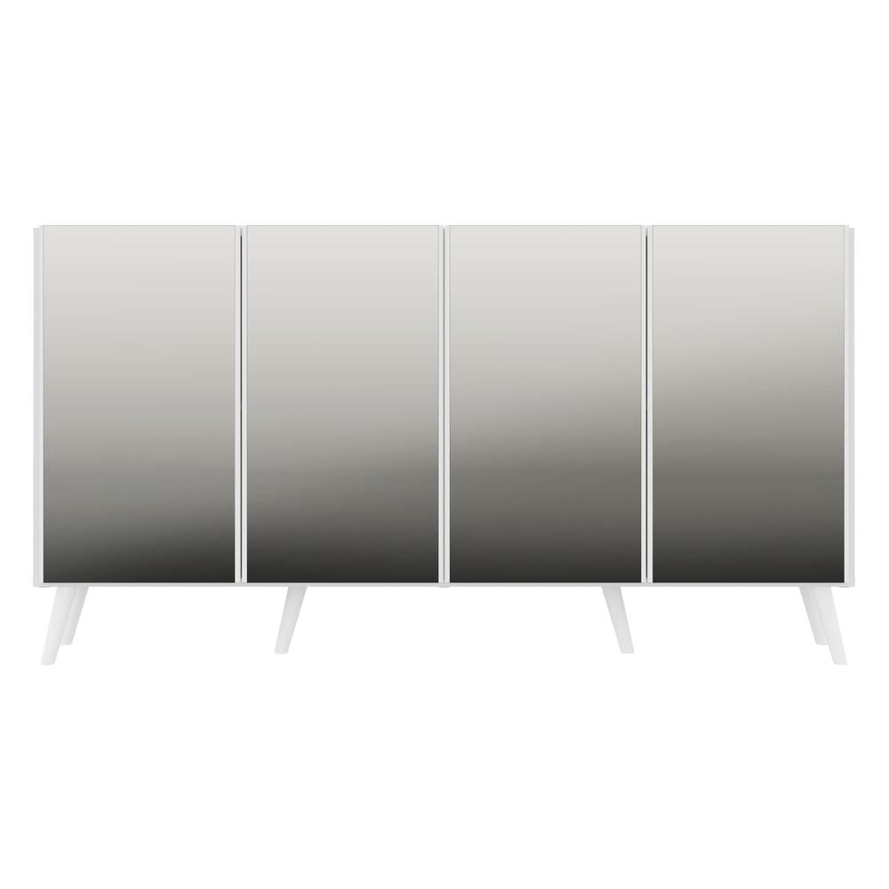 Encontraproduto.com.br - Aparador Buffet 4 Ptas c/ Espelho e Pés Retrô Vegas Multimóveis Branco