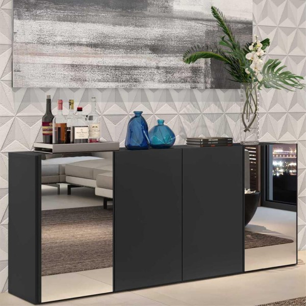 Encontraproduto.com.br - Aparador Buffet com Espelho Vegas Multimóveis Preto