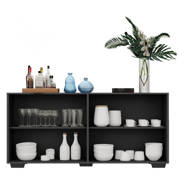 Encontraproduto.com.br - Aparador Buffet com Espelho e Pés Quadrados Vegas Multimóveis Preto