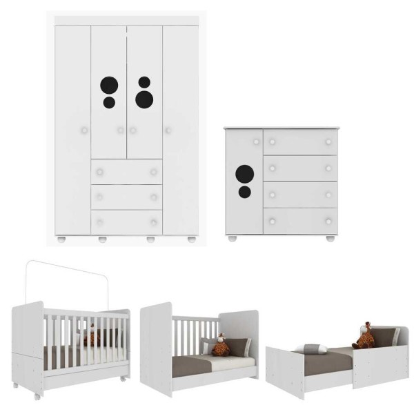 Encontraproduto.com.br - Quarto Completo Infantil com Colchão Incluso Pimpolho Multimóveis Branco