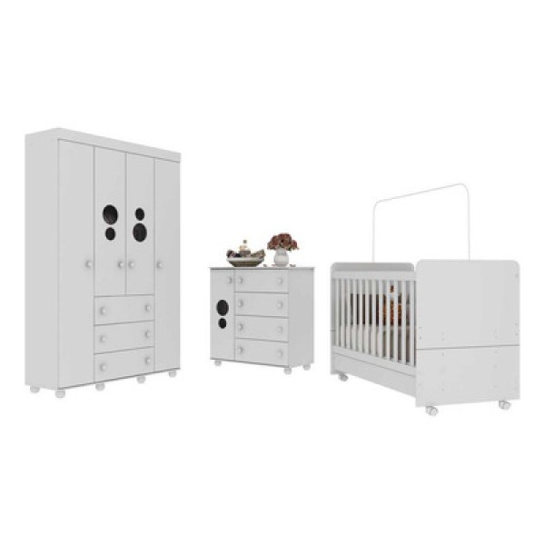 Quarto Completo Infantil com Colchão Incluso Pimpolho Multimóveis Branco