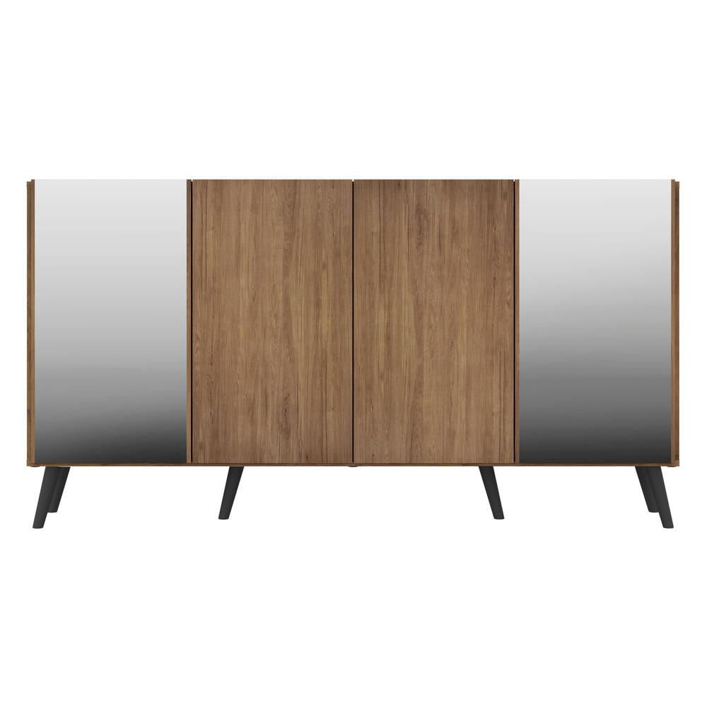Encontraproduto.com.br - Aparador Buffet com Espelho e Pés Retrô Vegas Multimóveis Rustic/Preto