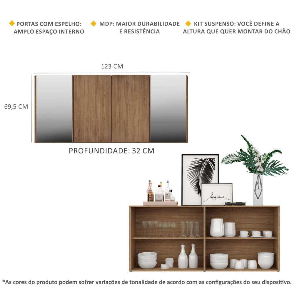 Encontraproduto.com.br - Aparador Buffet com Espelho Suspenso Vegas Multimóveis Rustic