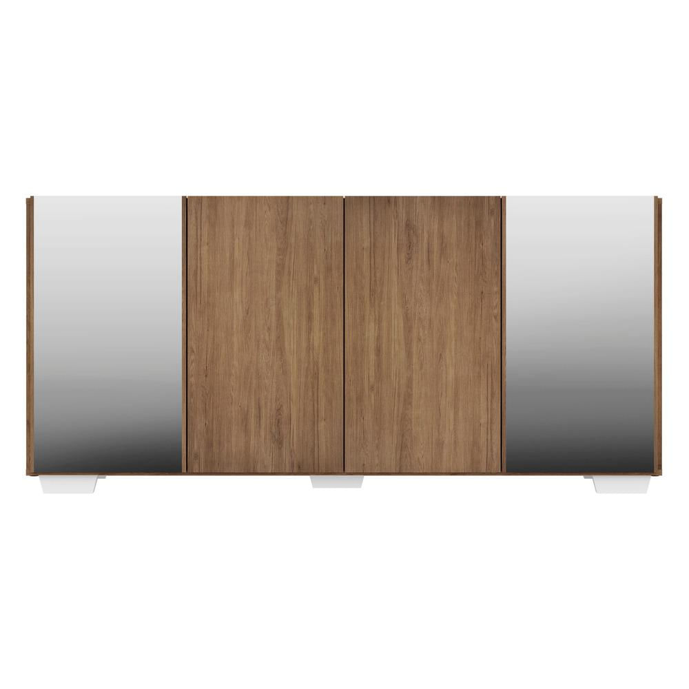 Encontraproduto.com.br - Aparador Buffet com Espelho e Pés Quadrados Vegas Multimóveis Rustic/Branco