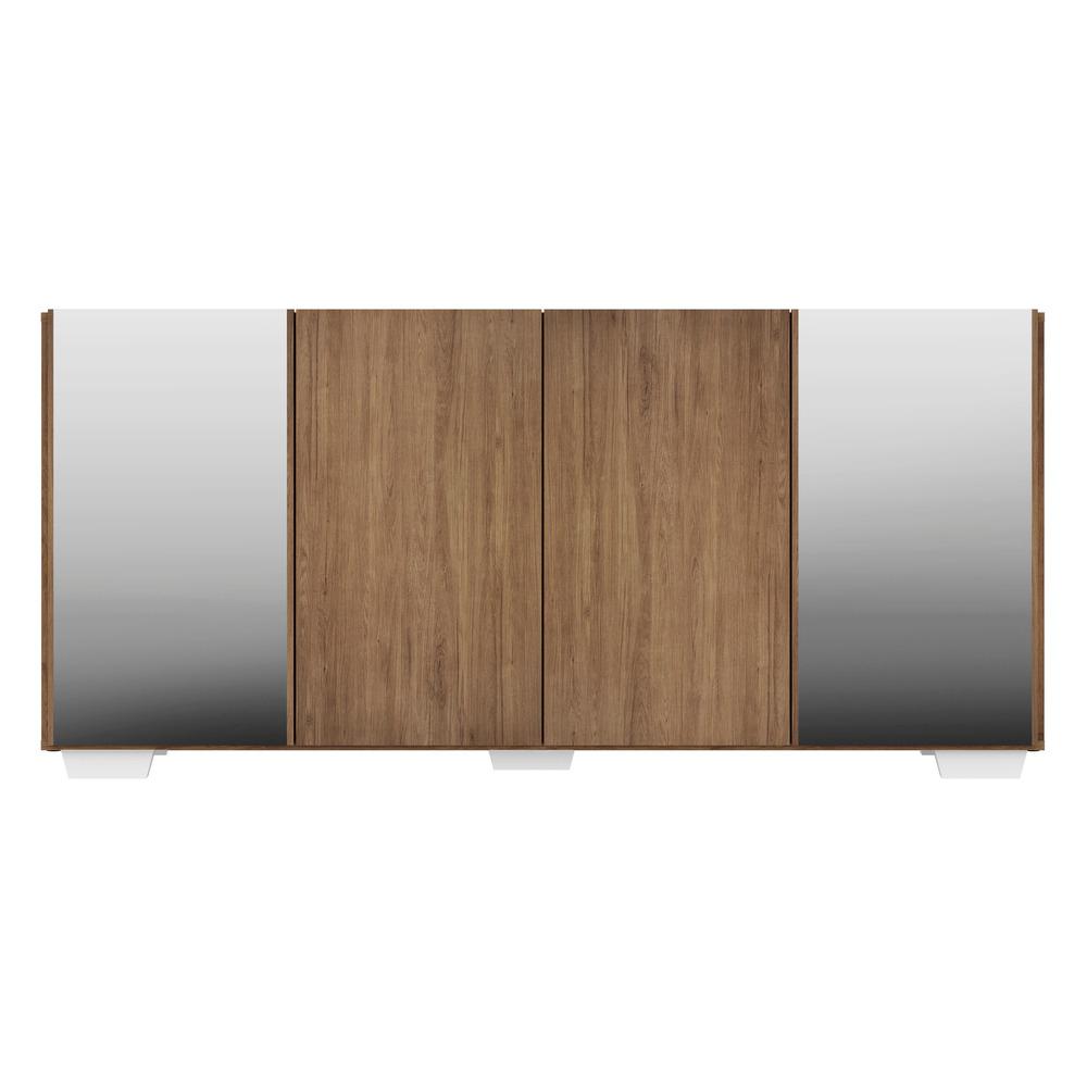 Encontraproduto.com.br - Aparador Buffet com Espelho e Pés Quadrados Vegas Multimóveis Rustic/Branco