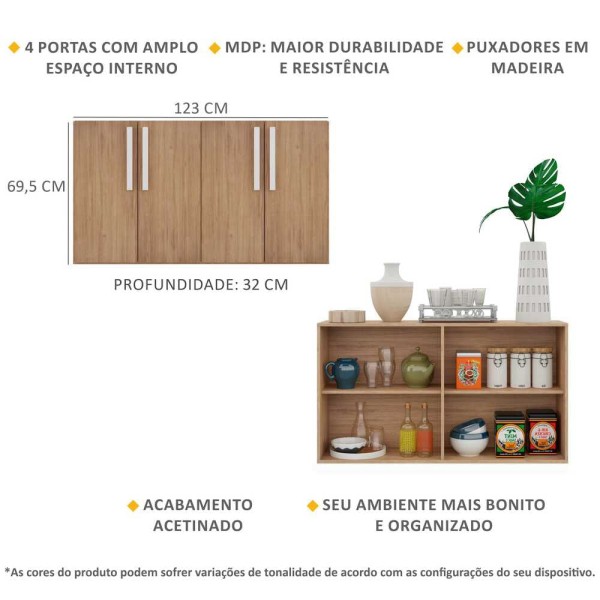 Encontraproduto.com.br - Aparador Buffet 4 portas Viena Multimóveis Rustic/Branco