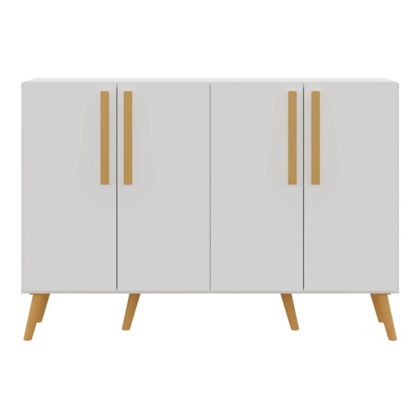 Encontraproduto.com.br - Aparador Buffet 4 Portas com Pés Retrô Viena Multimóveis Branco/Natural