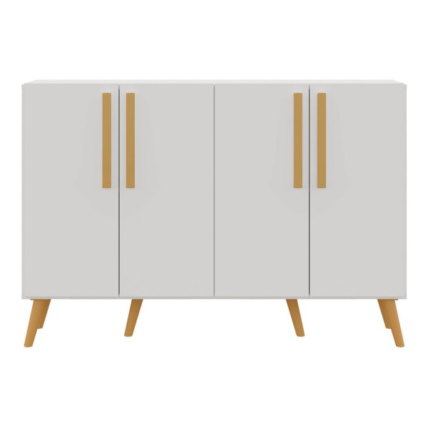 Encontraproduto.com.br - Aparador Buffet 4 Portas com Pés Retrô Viena Multimóveis Branco/Natural