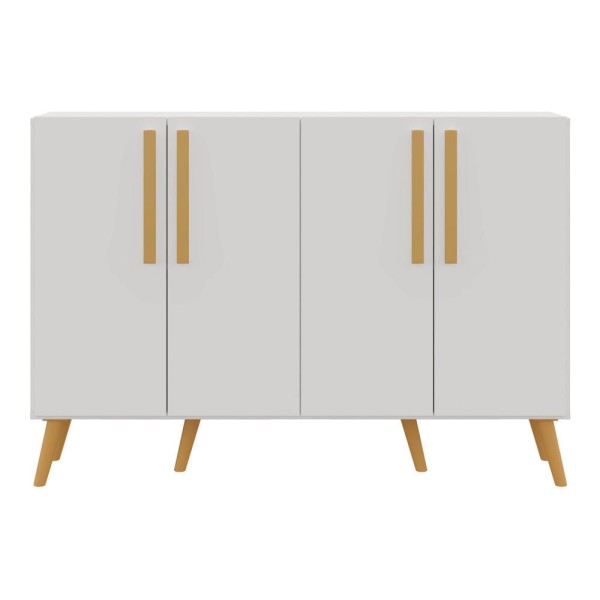 Encontraproduto.com.br - Aparador Buffet 4 Portas com Pés Retrô Viena Multimóveis Branco/Natural