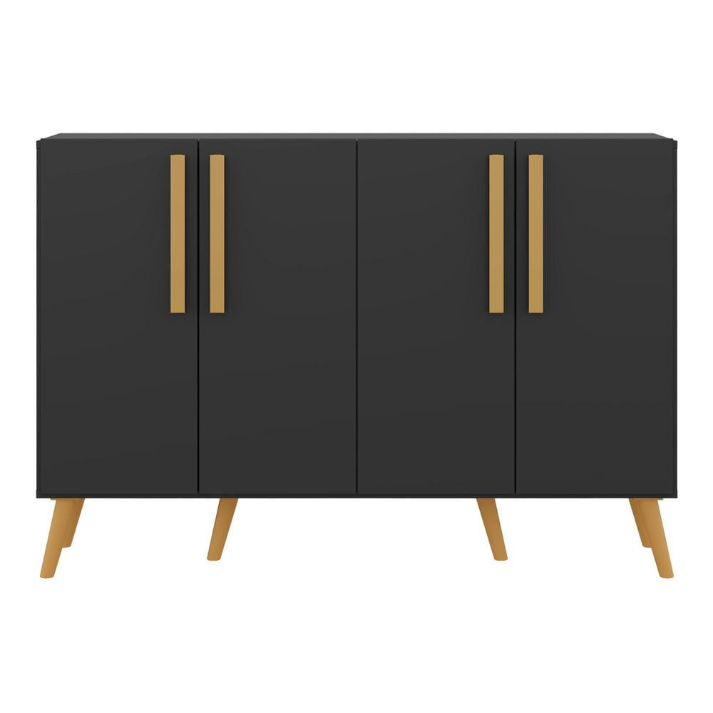Encontraproduto.com.br - Aparador Buffet 4 Portas com Pés Retrô Viena Multimóveis Preto/Natural