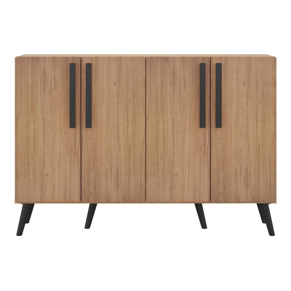 Encontraproduto.com.br - Aparador Buffet 4 Portas com Pés Retrô Viena Multimóveis Rustic/Preto