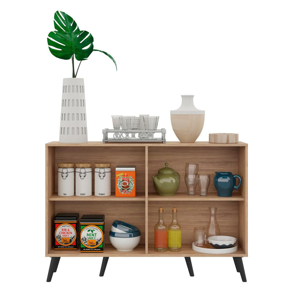 Encontraproduto.com.br - Aparador Buffet 4 Portas com Pés Retrô Viena Multimóveis Rustic/Preto