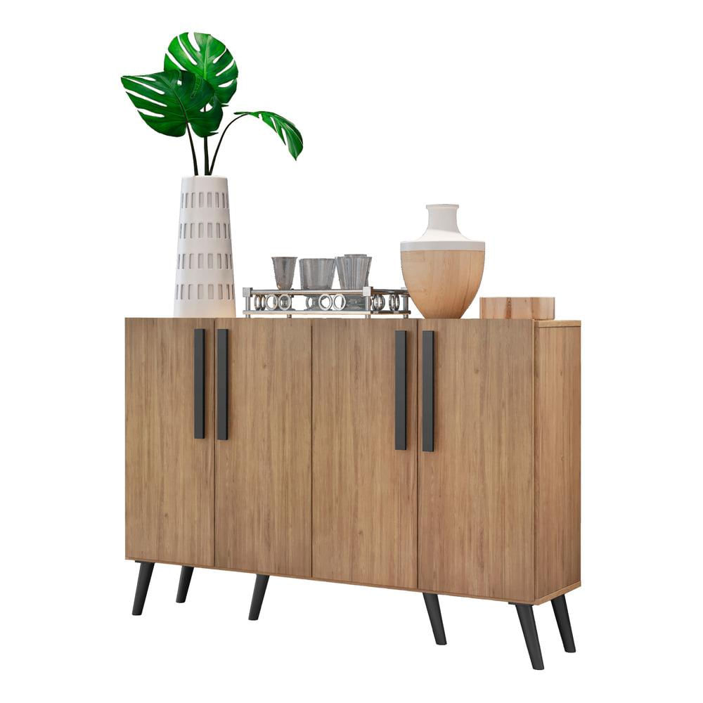 Encontraproduto.com.br - Aparador Buffet 4 Portas com Pés Retrô Viena Multimóveis Rustic/Preto