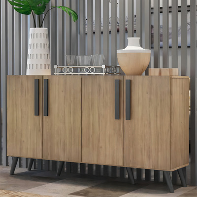Encontraproduto.com.br - Aparador Buffet 4 Portas com Pés Retrô Viena Multimóveis Rustic/Preto