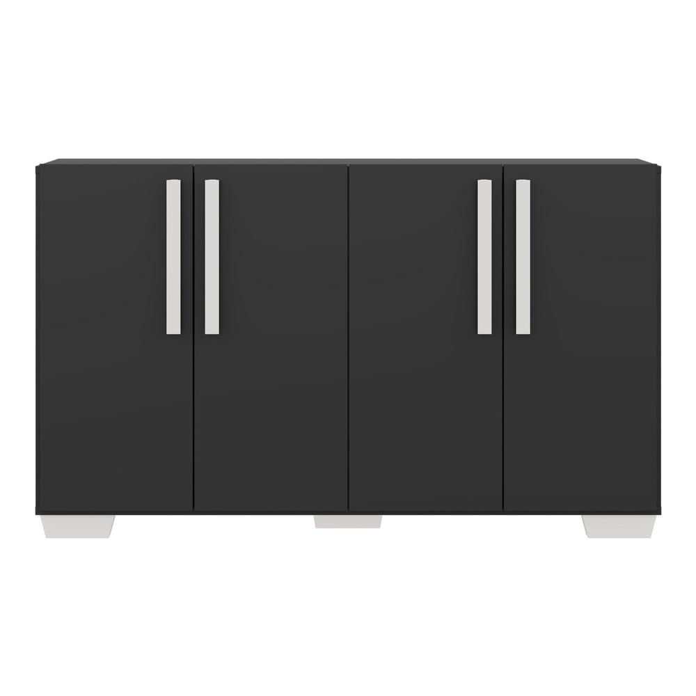 Encontraproduto.com.br - Aparador Buffet 4 Portas com Pés Quadrados Viena Multimóveis Preto/Branco